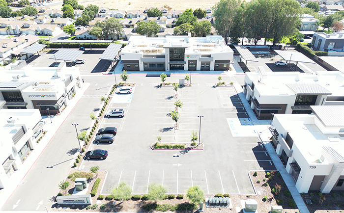 Overhead photo shot of the completed paving parking lot project.