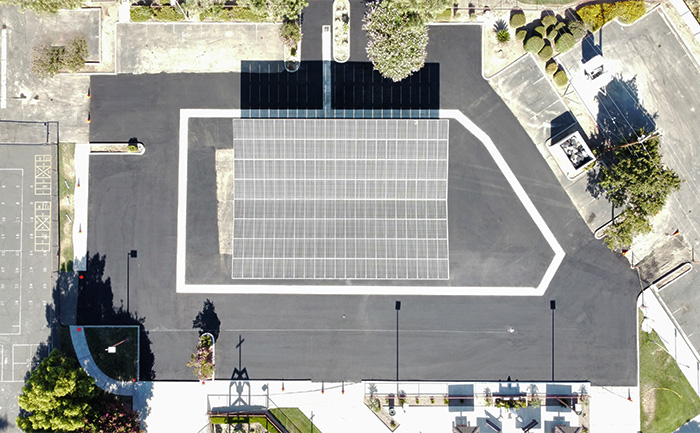 Overhead image shot of the paving project area.
