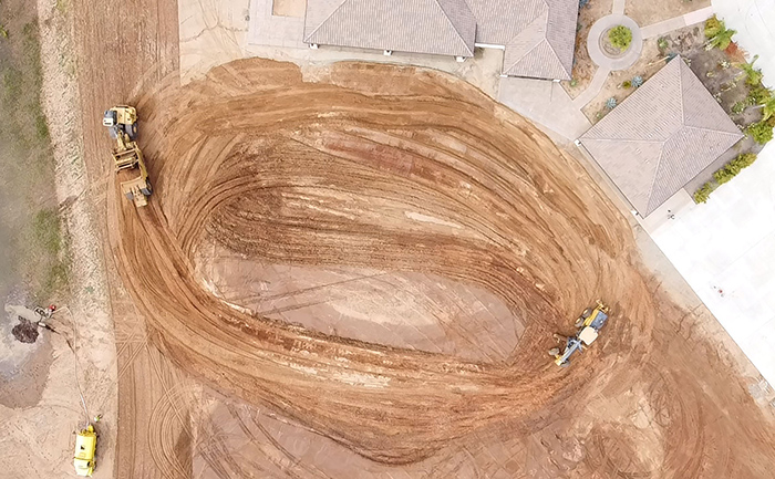Overhead photo shot of the construction project area.